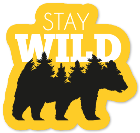 Klistermærke med bjørn og teksten Stay Wild